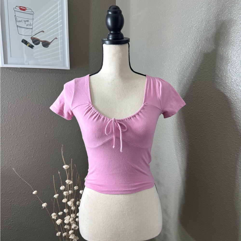 Hollister Pink Women's Top with Tie Detail